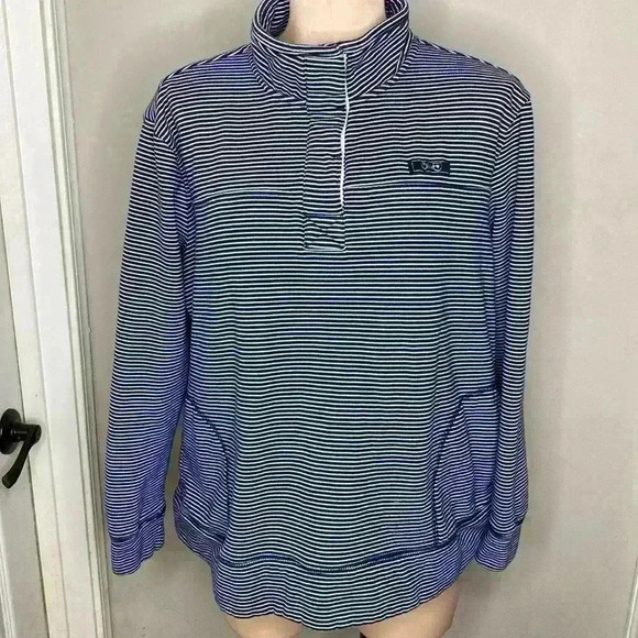 State Of Mine Ohio Blue White Stripe Long Sleeve Sweatshirt Womens Size XL - Picture 1 of 5